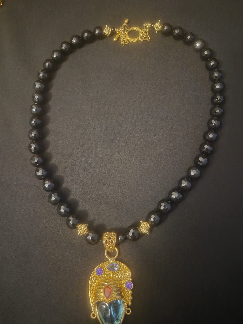 Black Goddess Gold Pendant Necklace